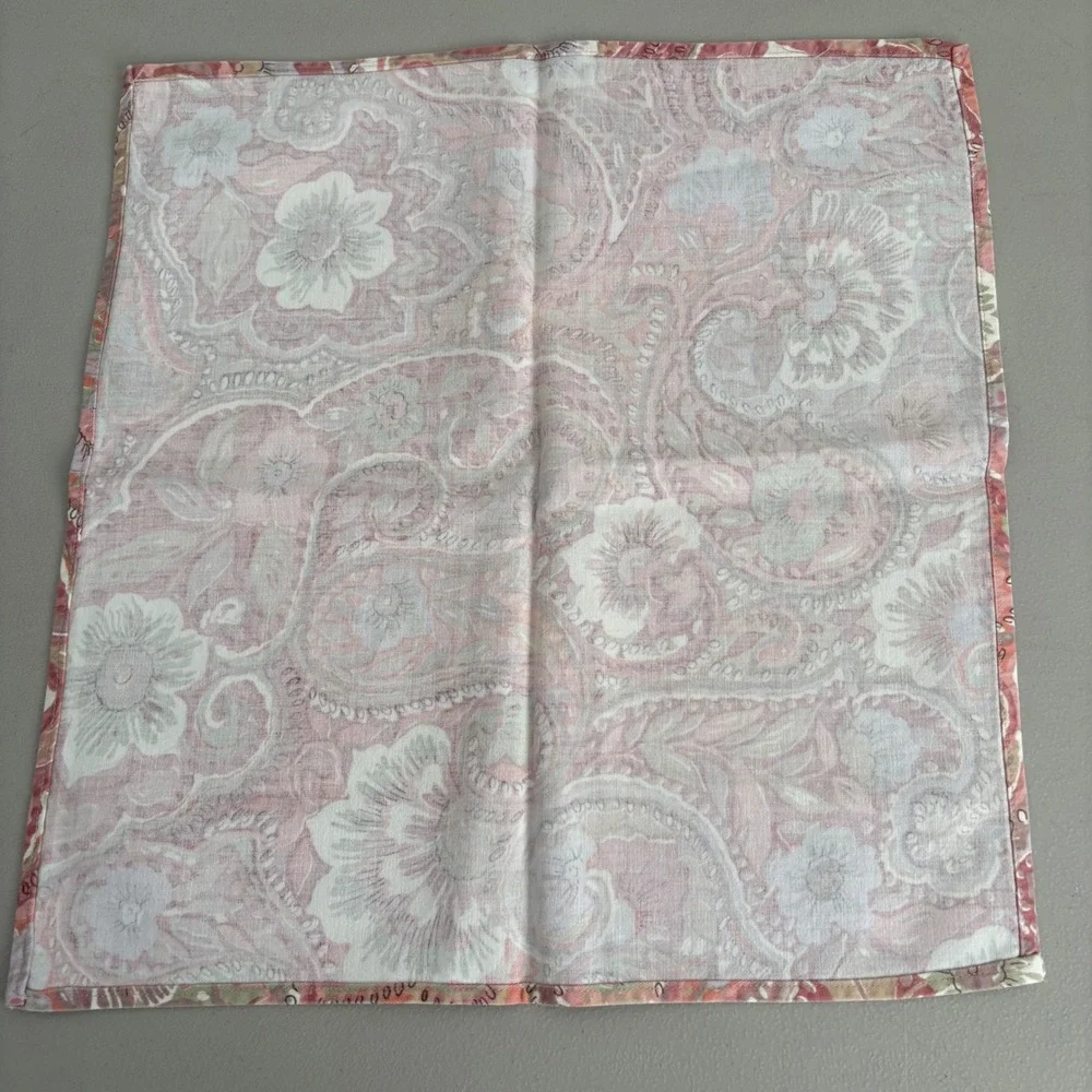 VTG Floral Paisley SQ Tablecloth & 7Napkin Set Terracotta Sage Lavender 34x34‎
